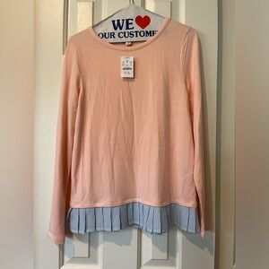 J Crew XS super soft long sleeve t shirt with ruffle bottom, NWT